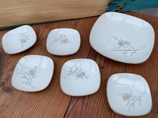 Vintage 50er 60er K&A Krautheim Anbiet-Teller-Set 6 Porzellanteller quadratisch