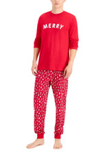 Family PJs A2620 Men's Red Merry Christmas Trees Pajama Set Size Small