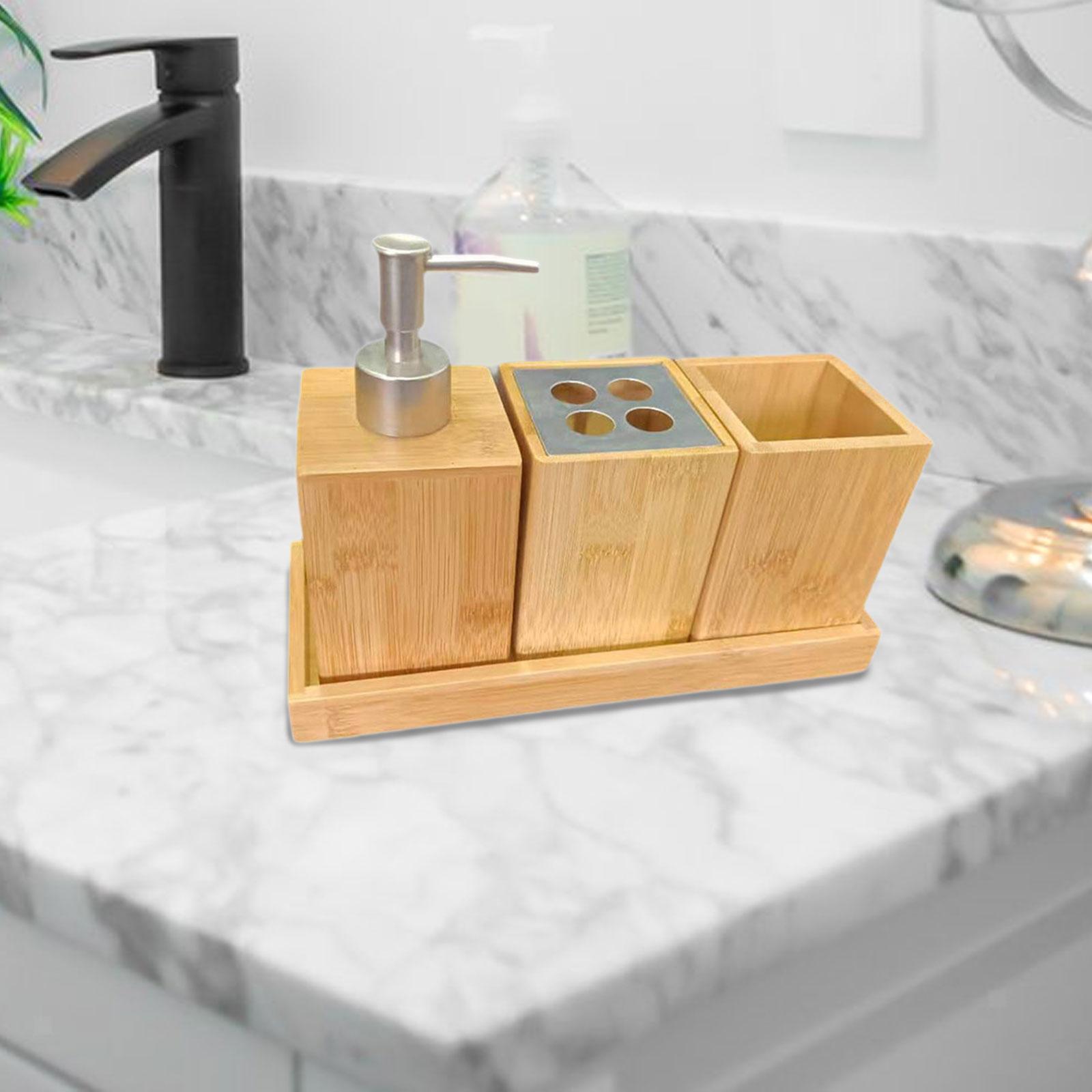 4 Pieces Bathroom Accessories Set Lotion Dispenser for Vanity Countertop