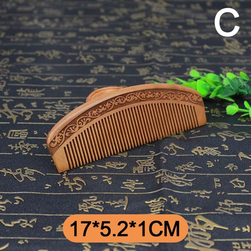 Natural Peach Wooden Carved Comb Anti-Static Hair Beard Combs Hair Care Massage/ - Picture 5 of 24
