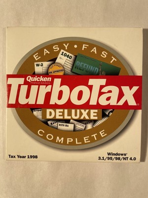 1998 Intuit TurboTax Deluxe Complete Federal Return Windows 3.1/95/98/NT 4.0 CD