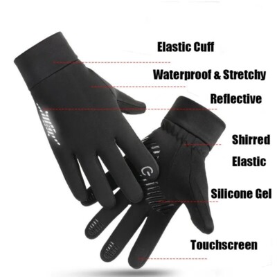 Handschuhen Touchscreen reflektierende Fahrradhandschuhe Unisex Schwarz 