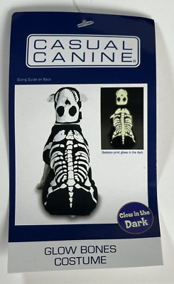 Casual Canine Spooky Bones Glow In The Dark Skeleton Halloween Dog Costume Small