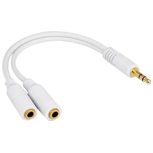 TRIXES White 3.5mm Headphone Earphone Jack Splitter NEW Accessory Cable Adaptor