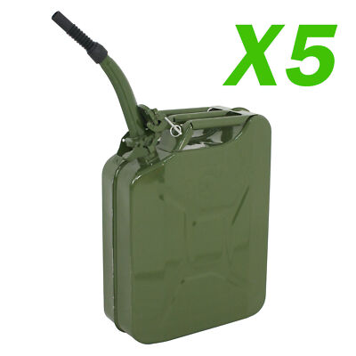 5 PCS 5 Gallon 20L Jerry Can Gas Gasoline Can with Smooth pouring Spout Green