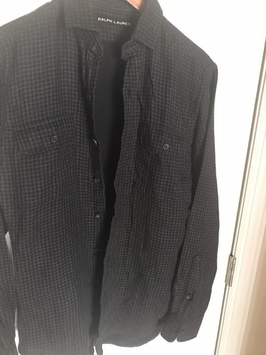 $350 RALPH LAUREN Black Label Mangas Largas Franela Camisa Deportiva Talla Pequeña Negra - Imagen 2 de 10