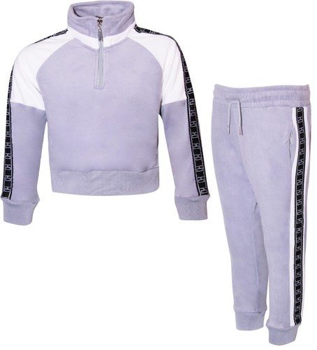 Neu Kinder Jungen Mädchen Unisex Reißverschluss Kragen Sweatshirt Velours Jogginghose Trainingsanzug - Bild 2 von 25