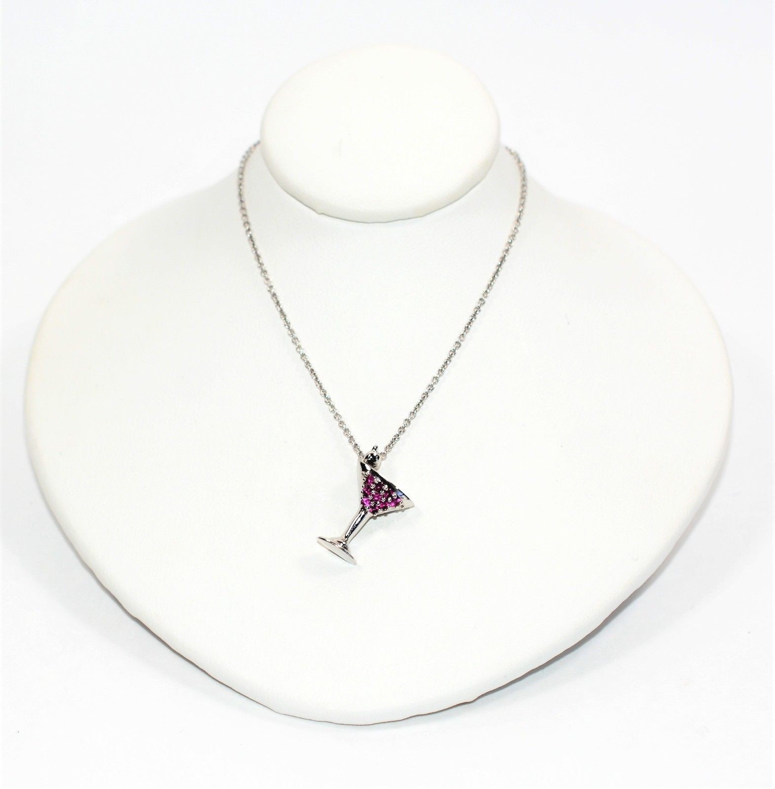 Natural Ruby Necklace 14K Solid White Gold .12tcw… - image 1