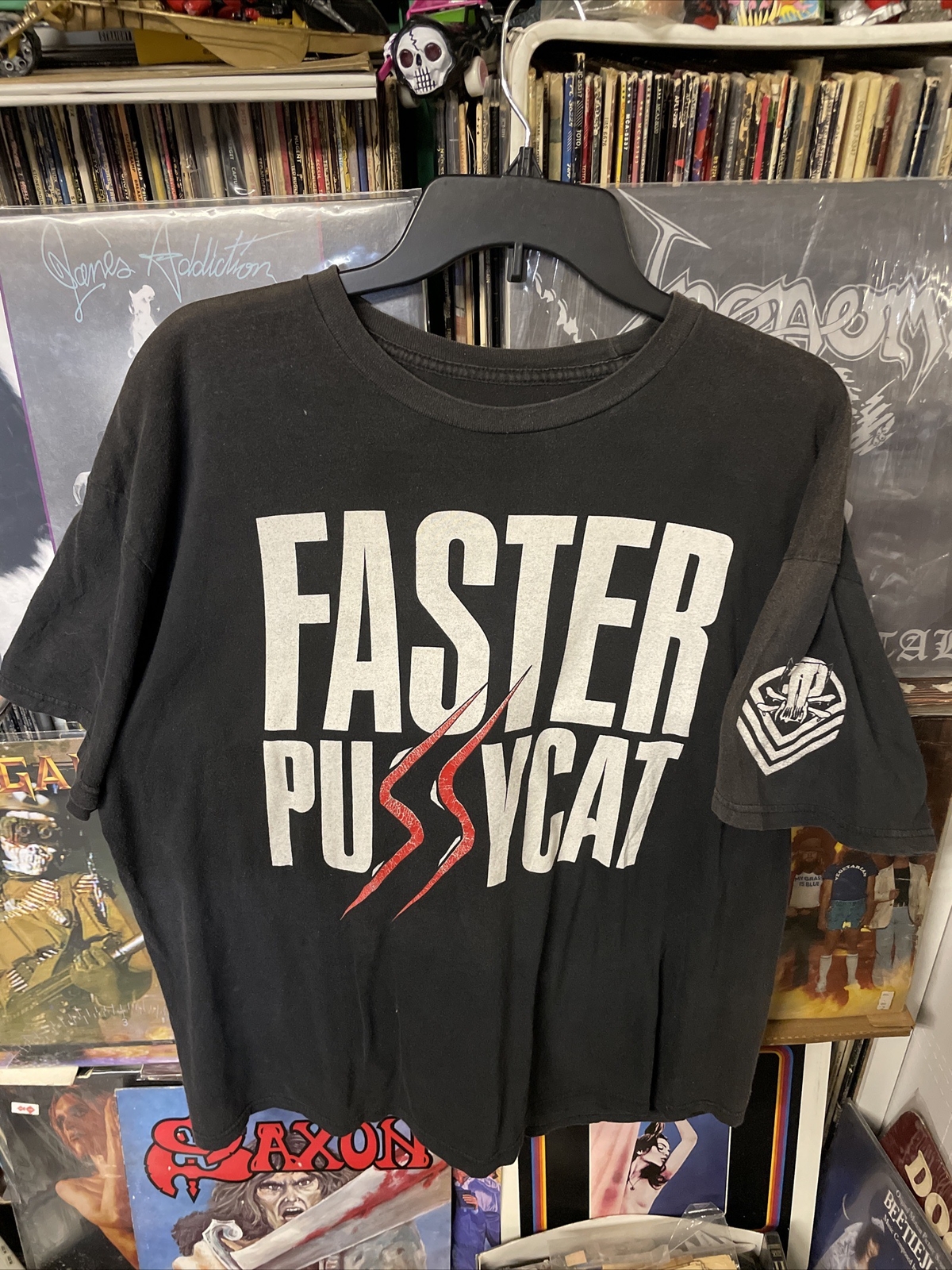 FILA Rara camicia concerto Faster Pussycat Front Row To The Donkey Show metallo anni 90 Xl