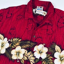 Vtg Hawaiian Togs Shirt Mens Large Blue Camp Floral Aloha Made In Hawaii Y2K Red