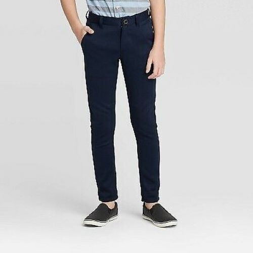 JJJ) Cat & Jack Boys' Knit Dress Pants Skinny Navy Blue Adj. Waist Size 5 - Picture 1 of 1