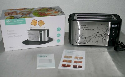 Ikich CP144A Langschlitz Toaster 4 Scheiben 6 Stufen Brotaufsatz 1500W BLK Edels