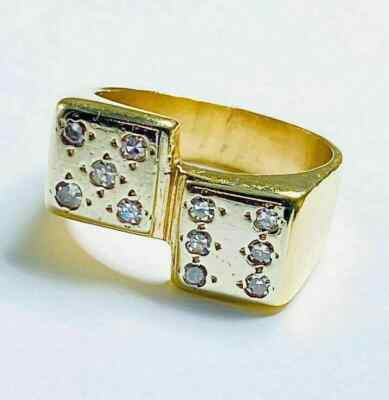3.00 Ct Round Cut Lab Created Diamond Men's Dice Ring 14K Yellow Gold Plated