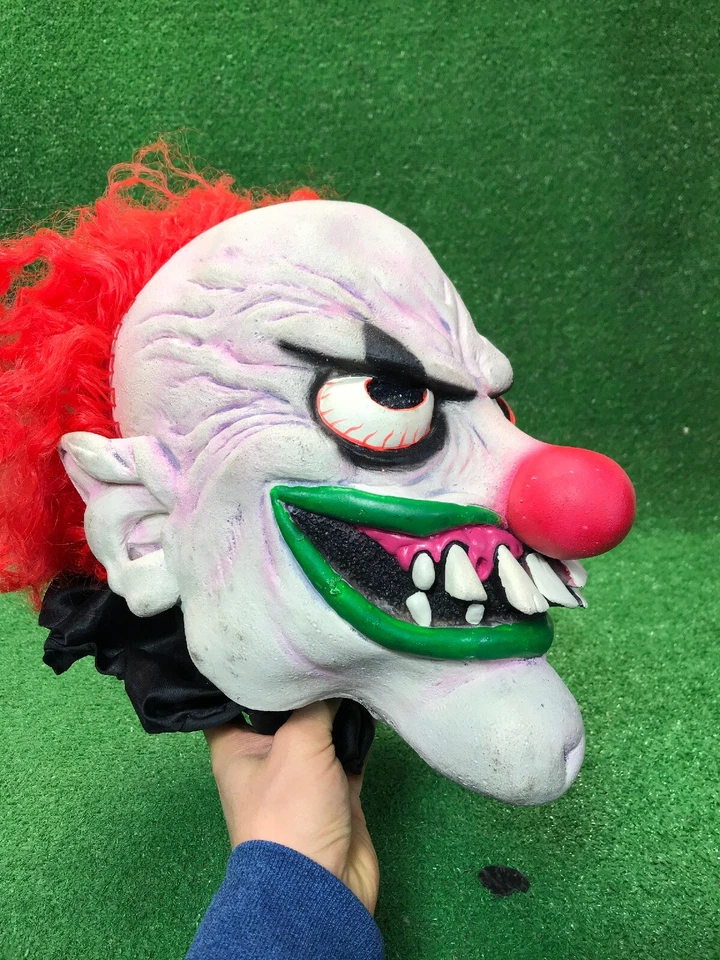 2002 Жуткий клоун маска латекс взрослый размер Хэллоуин маска оранжевый волос бумаги Magic - Изображение 2 из 4