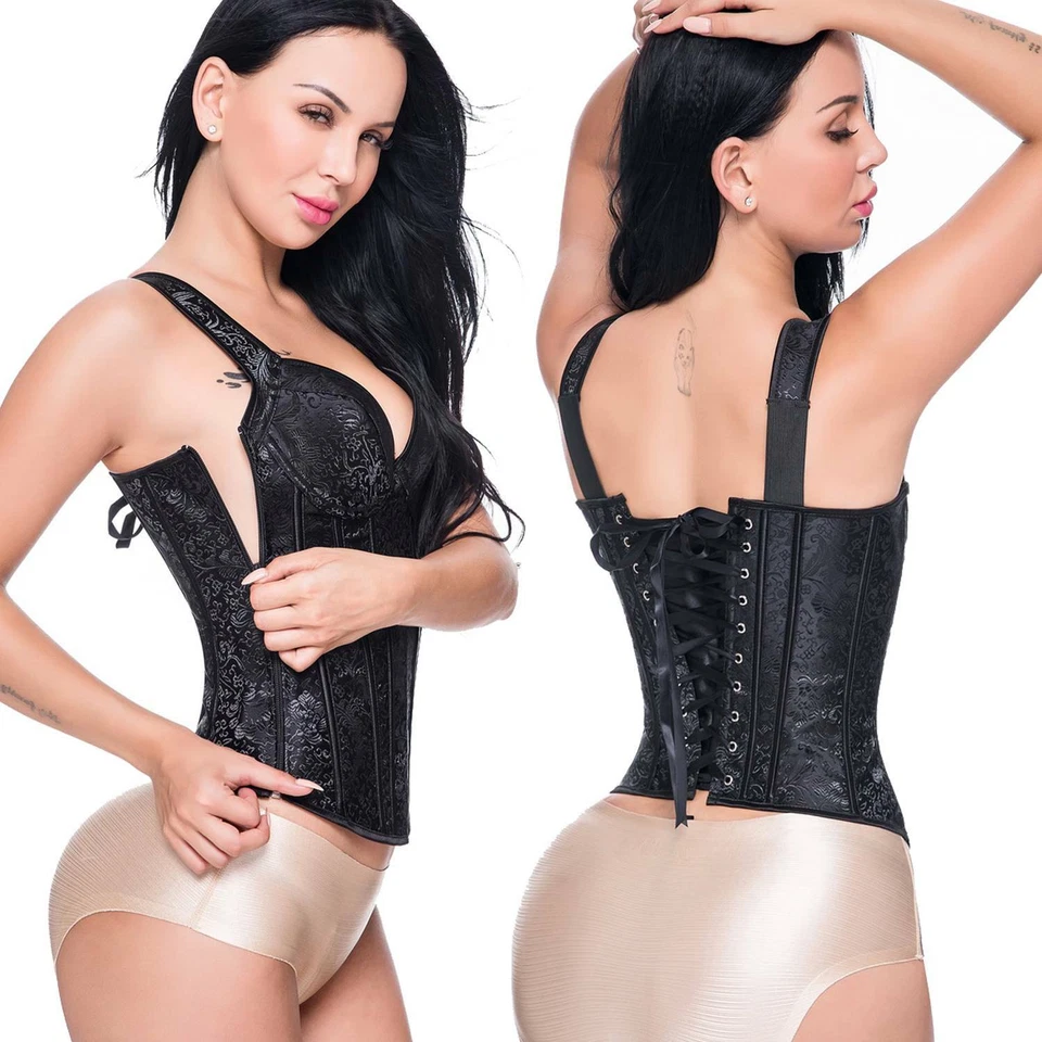 Mujer Bustier Corsé Brocado Burlesque Vasco Vestido Elegante Lencería Foto 4 de 4