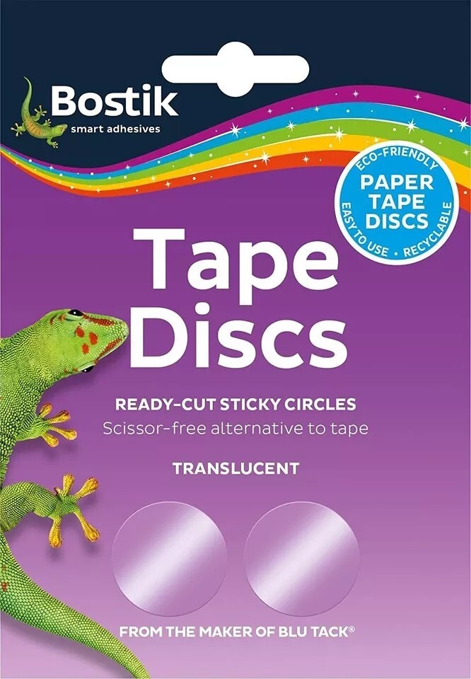 Bostik Paper Tape Discs Cut Sticky Circles Translucent Recyclable Paper Adhesive