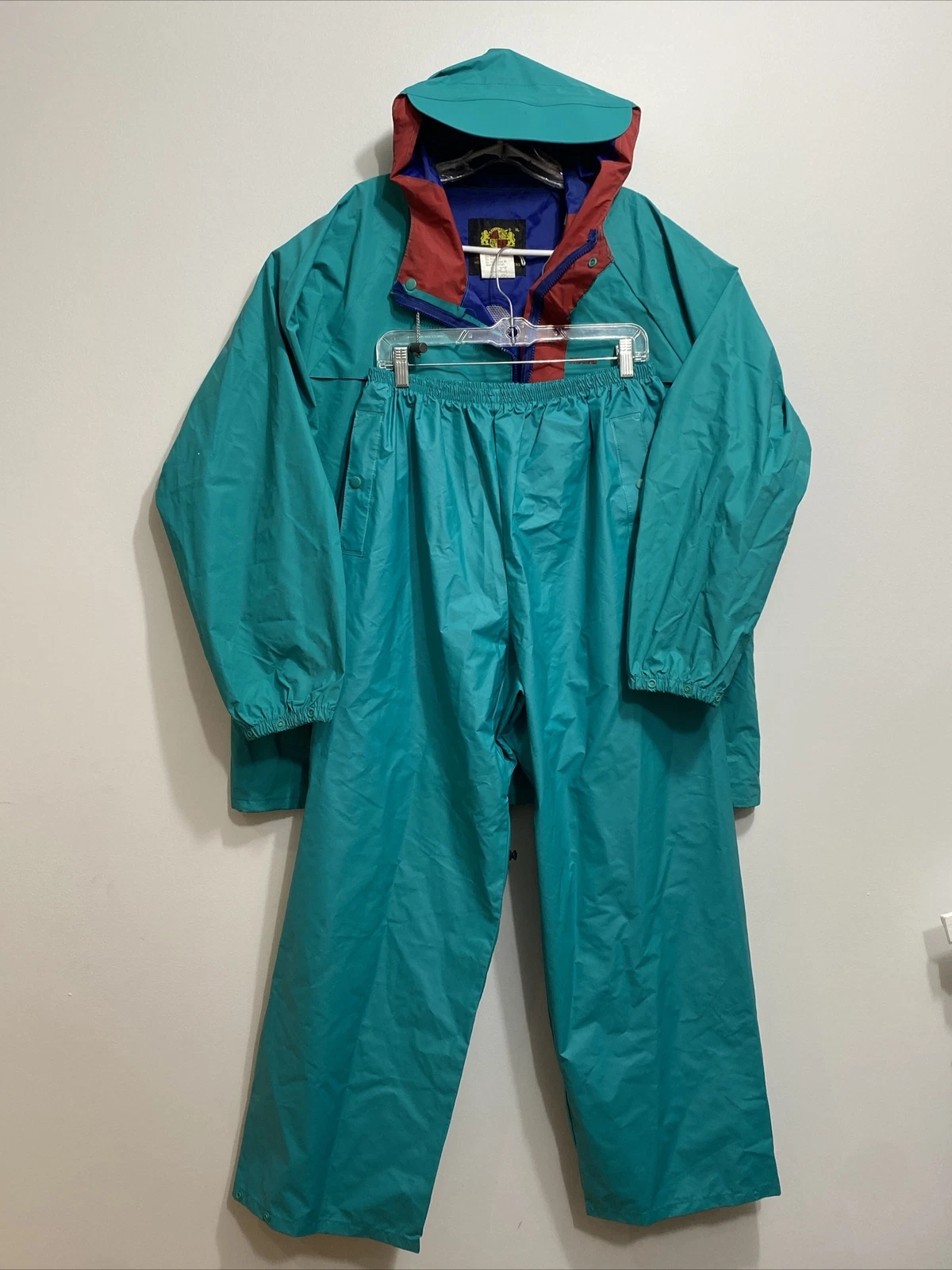 Vtg BUNDLE Stearns Dry Wear Mens RainSuit Weather Suit (Jacket +Pants) XL Teal