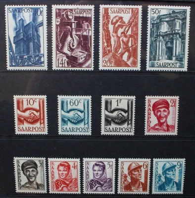 GERMANY SAAR 1948 Definitives. POSTAGE set of 13 to 50f ONLY. MLH. SG236/248 - Image 1 of 2