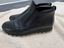 Prada - 90's Womens Linea Rossa Short Black Leather boot, white sole 8.5