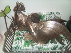 Vintage Metal/ Silver....Pair of Fighting Roosters — photo 1