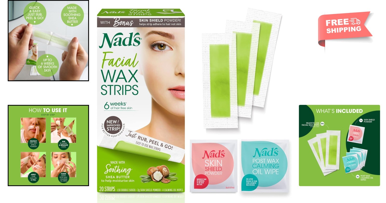 Hypoallergenic Facial Wax Strips for All Skin Types - Effective Hair Removal Kit