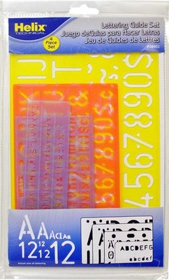 Maped Helix Standard Font Lettering Guide 4/Pc Set Office School Home Template