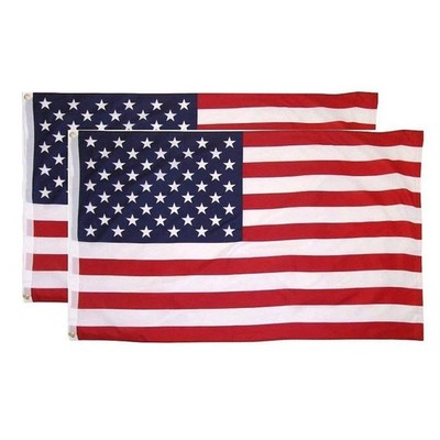 2PCS 3x5 US Flags W/  Embroidered Stars Sewn Stripes Brass Grommets Outdoor Flag
