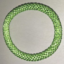 Roll On Glass Seed Bead Bracelet Vibrant Green Handmade Nepal