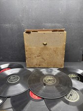 Vintage Used Checkered Record Carrying Case Container with Records Portofonic
