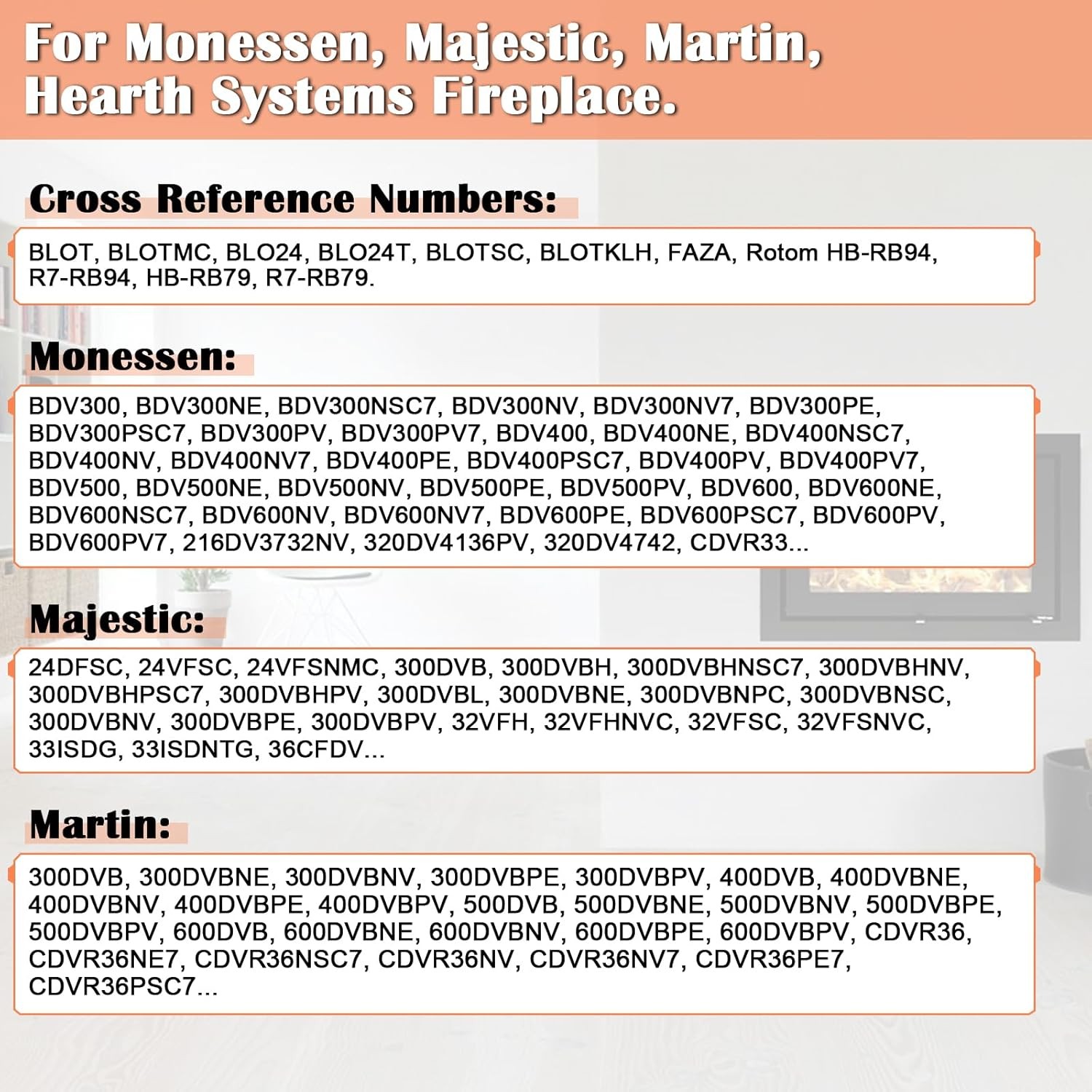 BLOT BLOTMC Fireplace Blower Kit for Monessen, Majestic, Martin,Vermont Castings