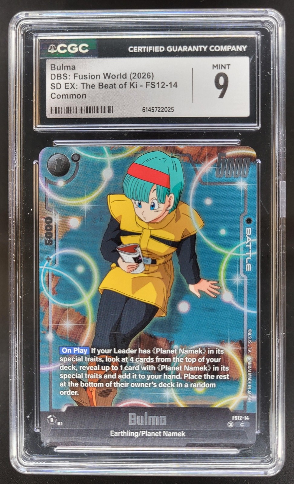 2026 DRAGON BALL SUPER FUSION WORLD BULMA FS12-14 CGC 9 Y PT