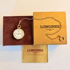 Vintage Longines Pocket Watch 17 Jewels Swiss Gold Plated Full Set w/ Krementz