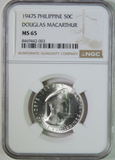 1947 S Philippines Douglas MacArthur 50 Fifty Centavos Coin NGC MS65 GEM UNC