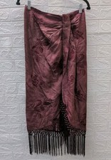 New Zara Embroidered Fringed Wrap Skirt Size S