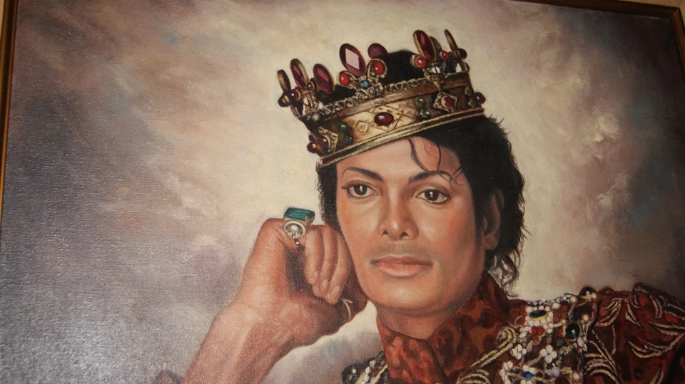 Pintura vintage de Michael Jackson "Rey del Pop" 2010 por Art Pressman Foto 2 de 4