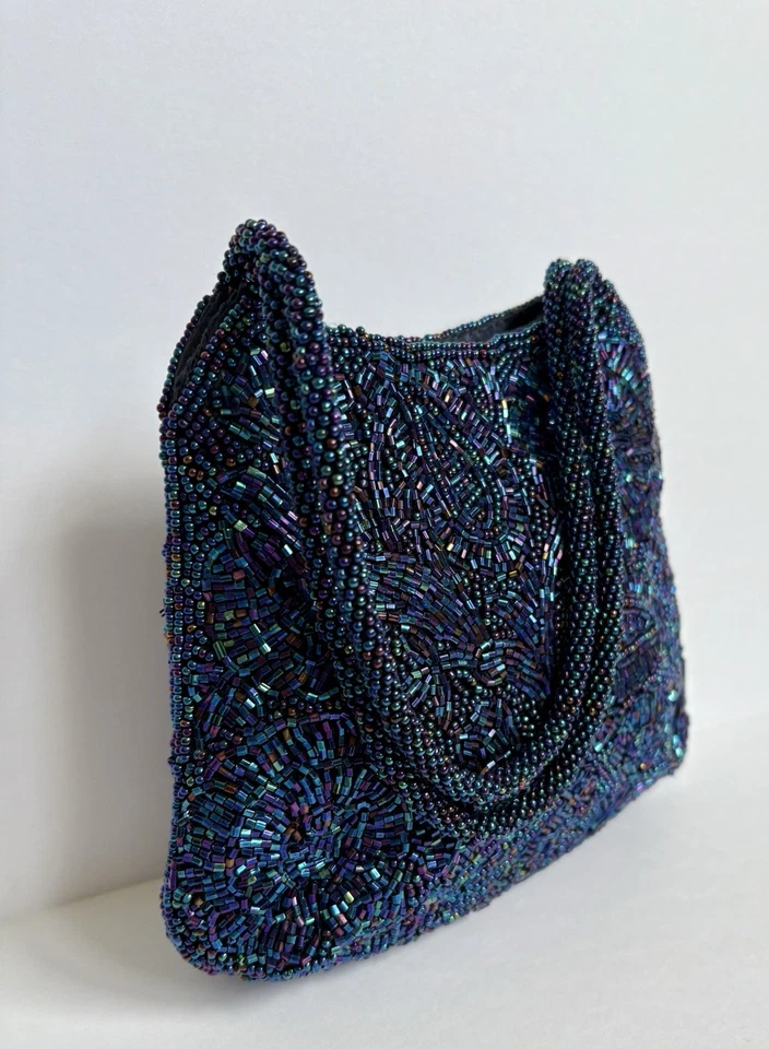 Винтажный 80-х ар-деко стекла бисером маленький La Regale Дамская сумка сумочка - Изображение 2 из 4