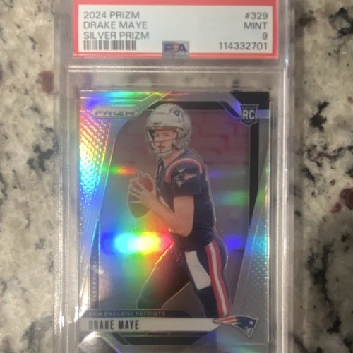 2024 Panini Prizm Drake Maye #329 Silver Prizm Rookie PSA 9 New England Patriots