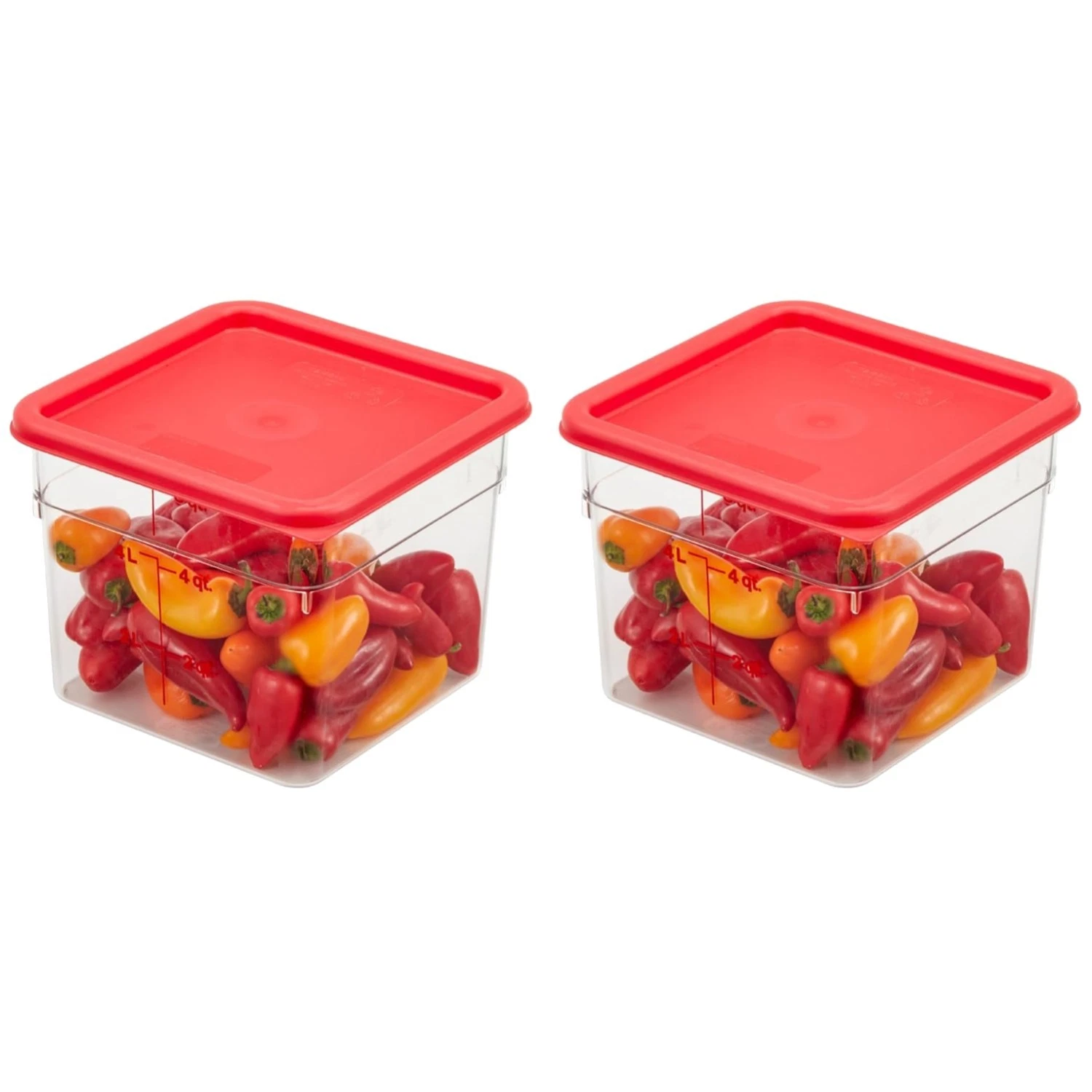 Durable Food Prep Containers - 6QT Square, Clear, 2 Pack