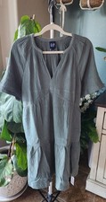 NWT GAP 100 Cotton Gauze Soft Crinkle Dress Women's S, Dark Jade Green, 69.95
