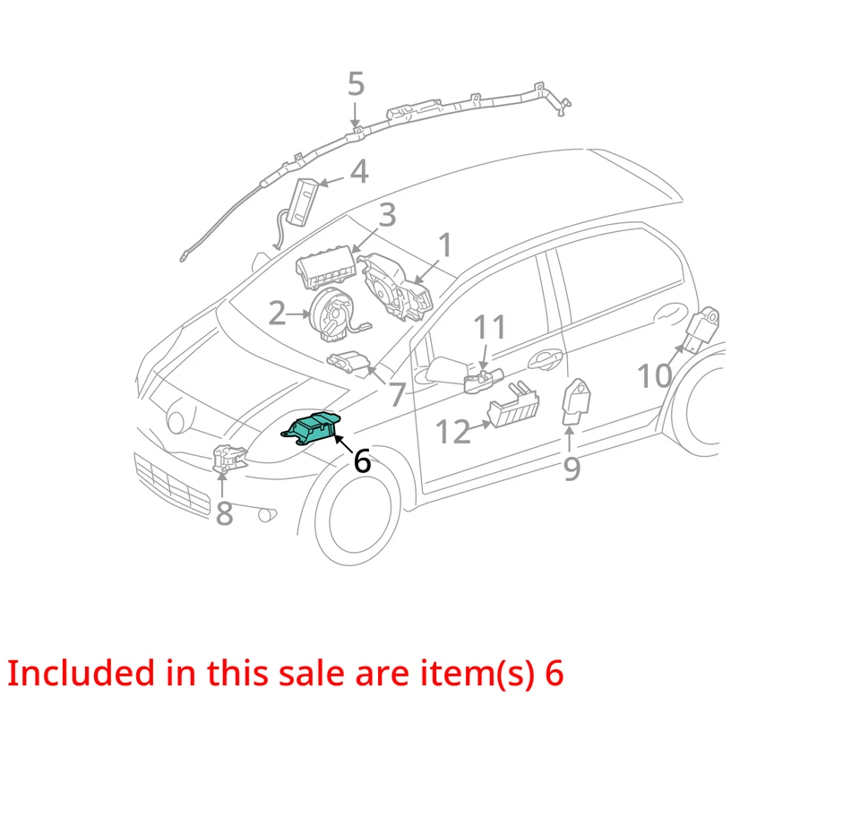 Unidad de módulo de control de bolsa de aire de airbag Toyota Yaris 2006 2007 2008 OEM Foto 4 de 4