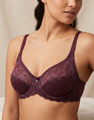 NEU TRIUMPH BURGUNDERROT AMOURETTE CHARM SPITZE UNSICHTBARER STÜTZE BÜGEL BH 34B