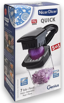 Genius Nicer Dicer QUICK Zerkleinerer Obst Gemüse Allesschneider 7Teile grau NEU