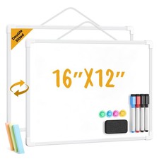 Small Dry Erase Board for Wall, 16" x 12" Double-Sided Hanging Whiteboard