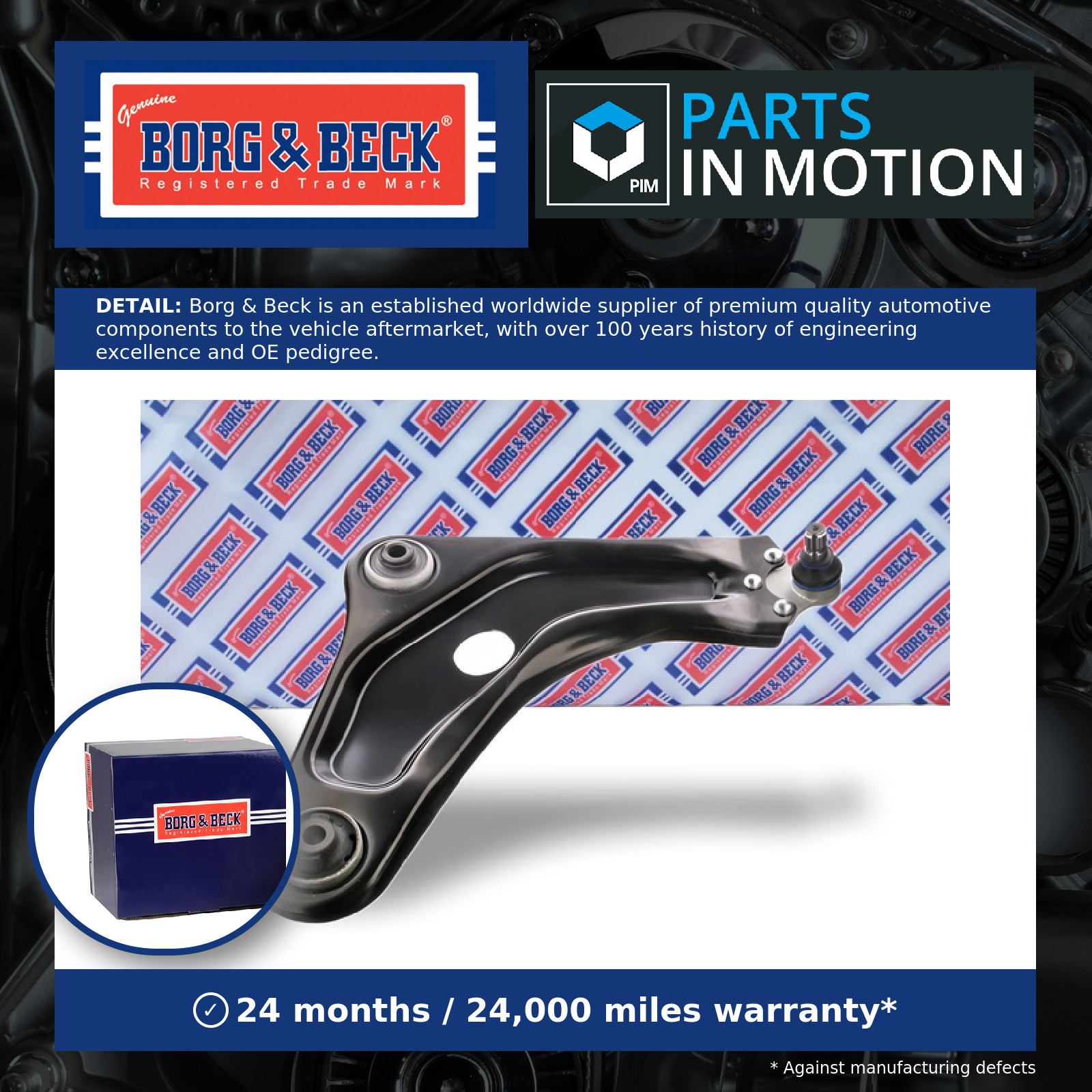 Wishbone / Suspension Arm Front Lower, Right BCA7757 Borg & Beck Track Control