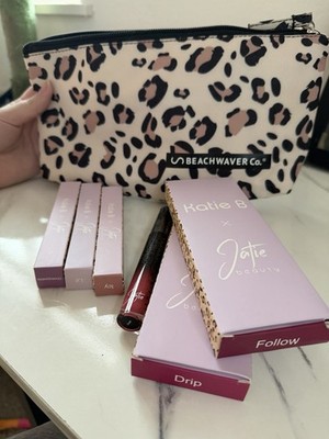 Katie B x Jatie Beauty Makeup Set Leopard Bag Shades Icy Lit Unstoppable