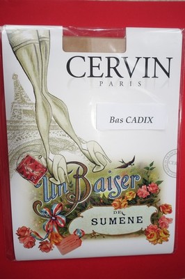 1 Paar Orig. CERVIN feinste, extrem dünne Nylons aus Paris 10 DEN Bas Cadix  NEU