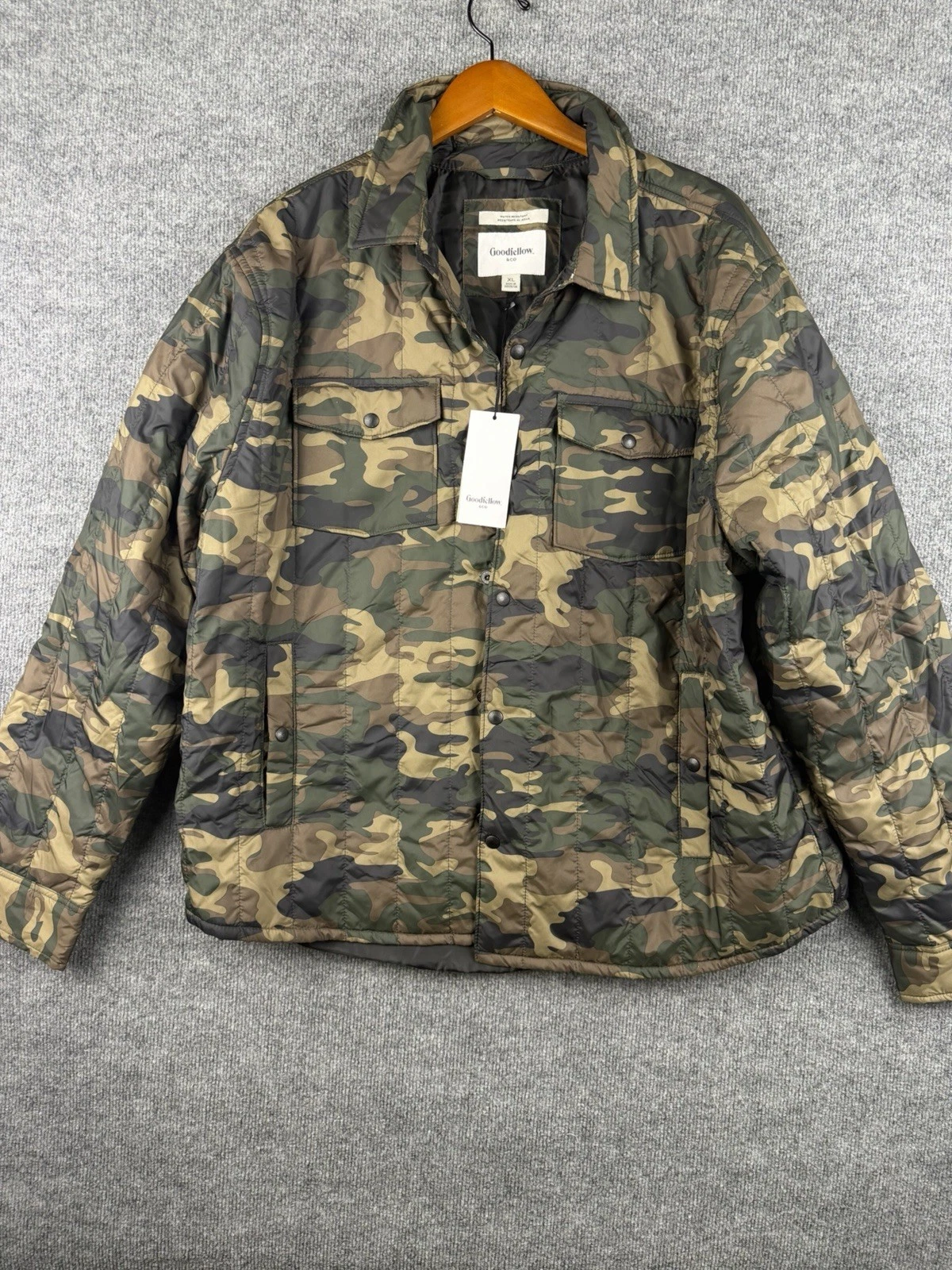 NWT Target Mens Camo Jacket Good fellow XL Green Camouflage Wind Resistant image 6