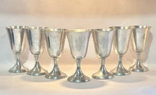 Set of 7 Vintage Kirk Stieff 6 1/2" Pewter Water/Wine Goblets P104 Needs Cleaned