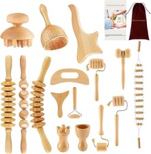16Pcs Wood Therapy Massage Tools Set, Maderoterapia Massage Kit with Wooden Gua