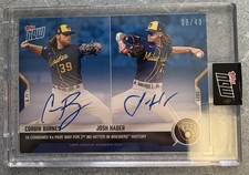 Topps Now 2021 Card 792 B /Corbin Burnes & Josh Harder Signed #38/49